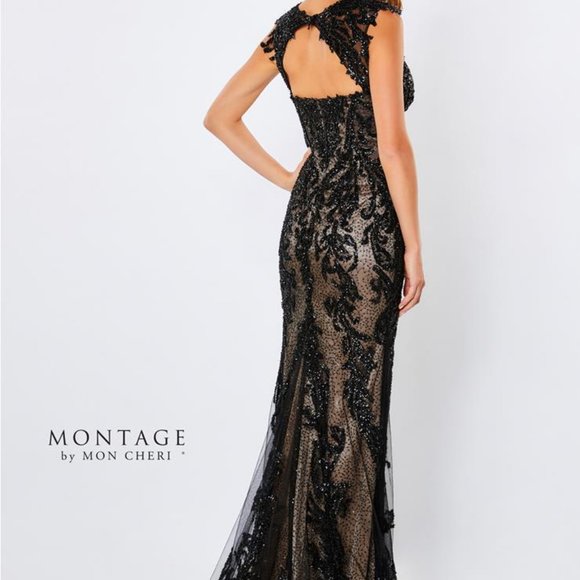 Montage by Mon Cheri # 221973 - Black Nude Mother of the Bride Dress - Picture 2 of 5